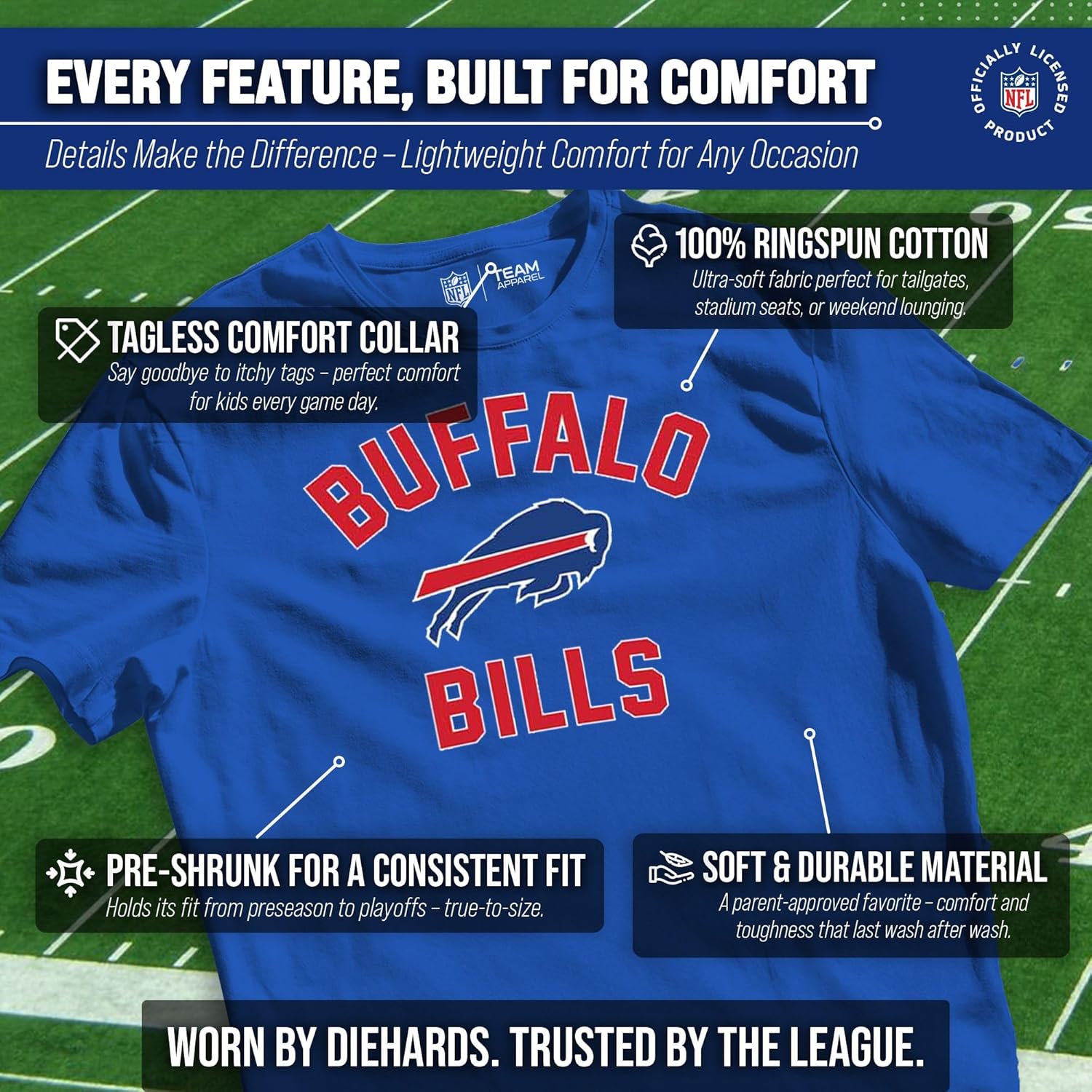 Team Fan Apparel NFL Youth Gameday Football T-Shirt, Lightweight Tee, Tagless Sports Gear, Boys and Girls Apparel - Image 3