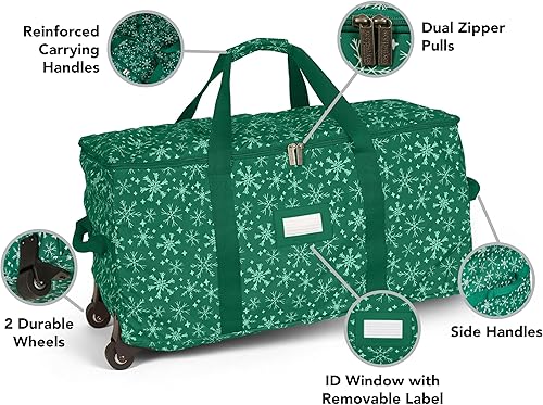 Vista 89 de Covermates Keepsakes Rolling Treasurekeeper Storage Bag - Carrying Handles, ID Window, Dual Wheels - Holiday Storage, Green