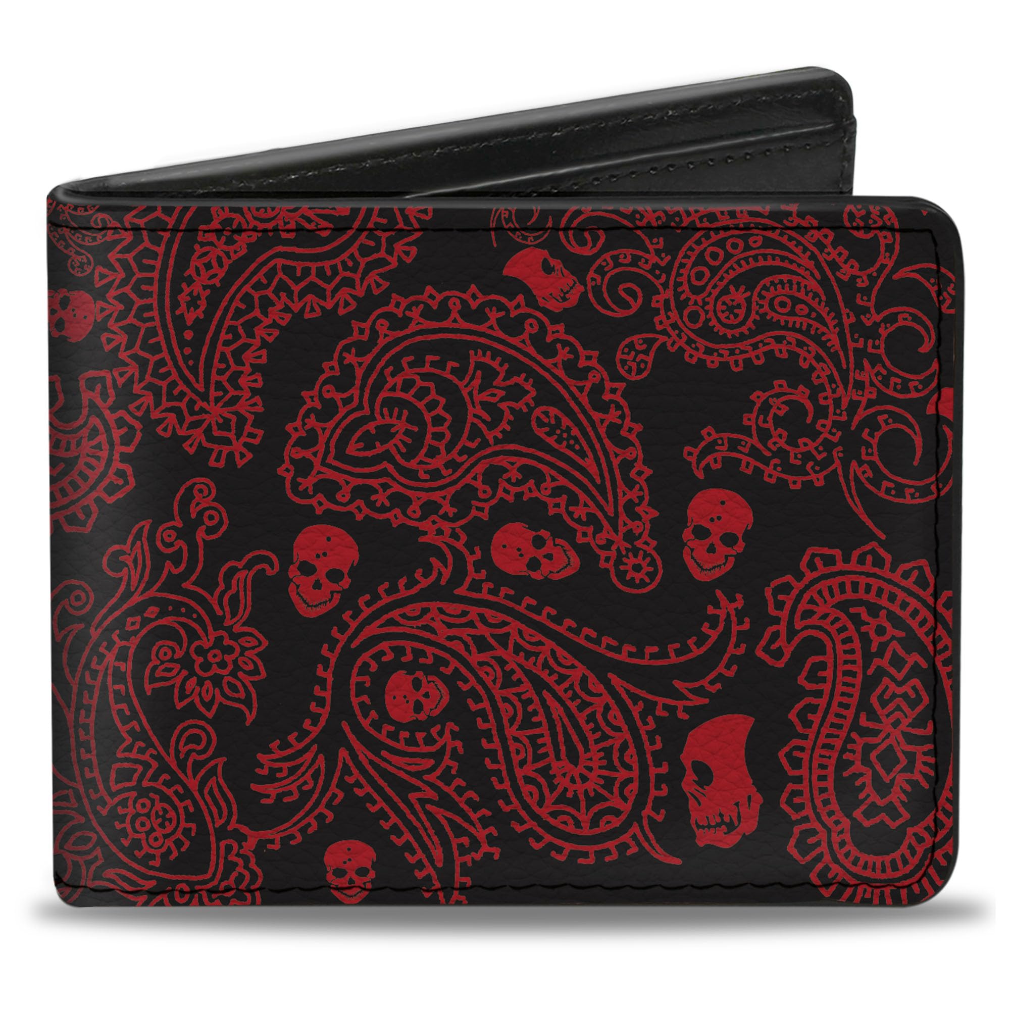 Buckle-Down Men's Standard Bifold Wallet Paisley Skulls, 4.0" x 3.5"