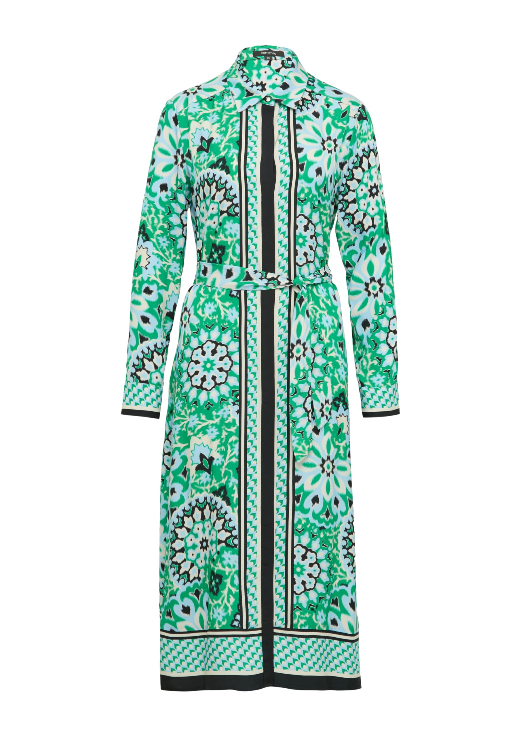 Comma Midi-Kleid mit verdeckter Knopfleiste und All-Over-Print