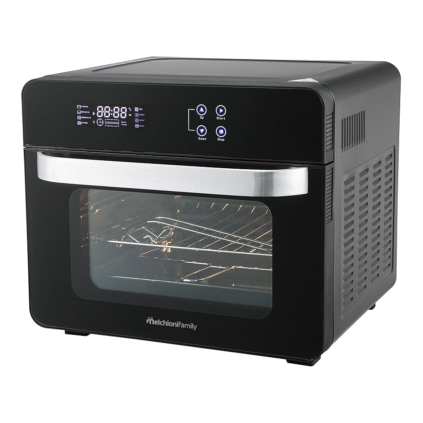 Melchioni Family | Combo Friggitrice ad Aria Forno VITTORIA, 24 litri di Capacità, Friggitrice + Forno Statico e Ventilato con 11 Programmi, 45-230°, Colore Nero