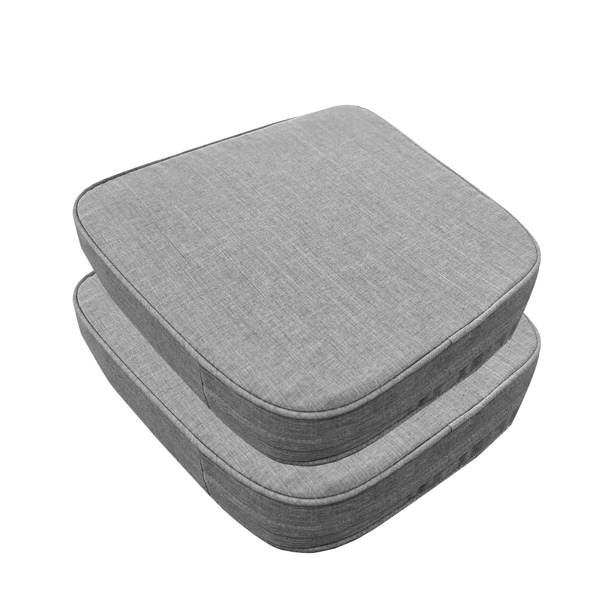 ZSLUKEJJ 19"x 19"x 3" Patio Chair Cushions Set of 2, Waterproof Outdoor Chair Cushions, Patio Seat Cushion with Adjustable Ties, Light Grey