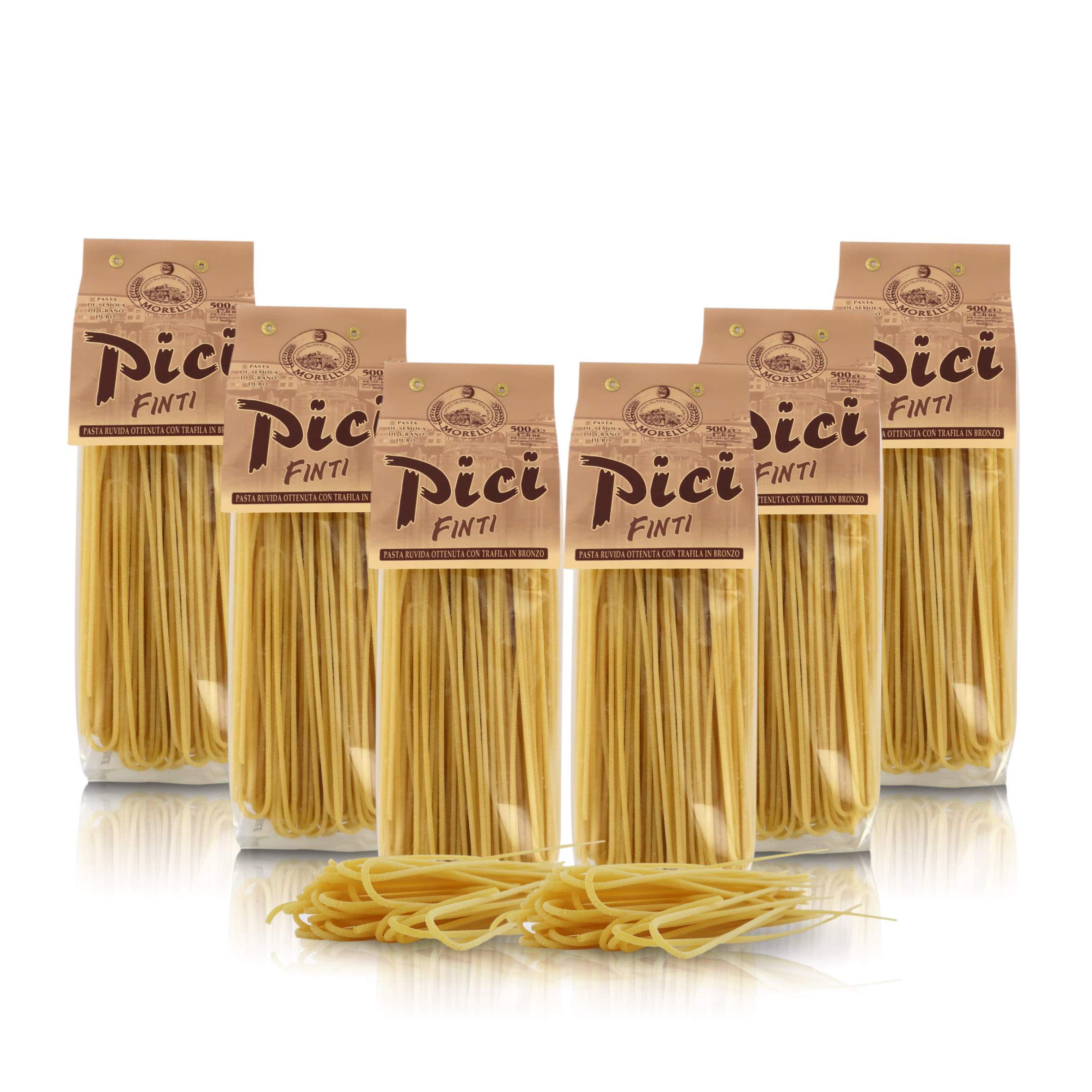Antico Pastificio Morelli 1860 SrlPici Finti, Typical Regional Pasta, 6 Packs of 500 Grams