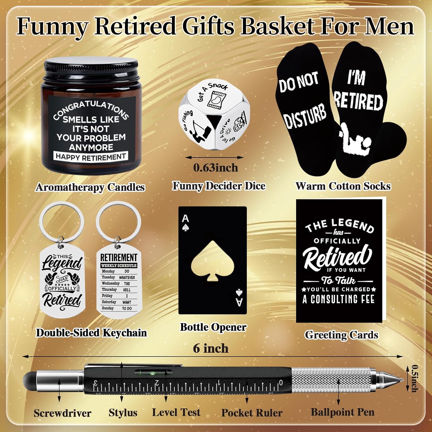 10 Pcs Retirement Gifts for Men 2026, This Legend Has Retired, Happy Retirement Gifts for Dad, Grandpa, Coworker, Teachers, Boss, Friends, Retirees, 20 Oz Tumbler Best Retirement Gifts Basket - Image 3