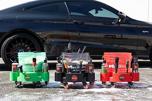 Miniatura 6 de Maxshine Carro utilitario rodante de 5 galones, verde, polipropileno, 5 ruedas, organizador de herramientas, movilidad de 360, almacenamiento de