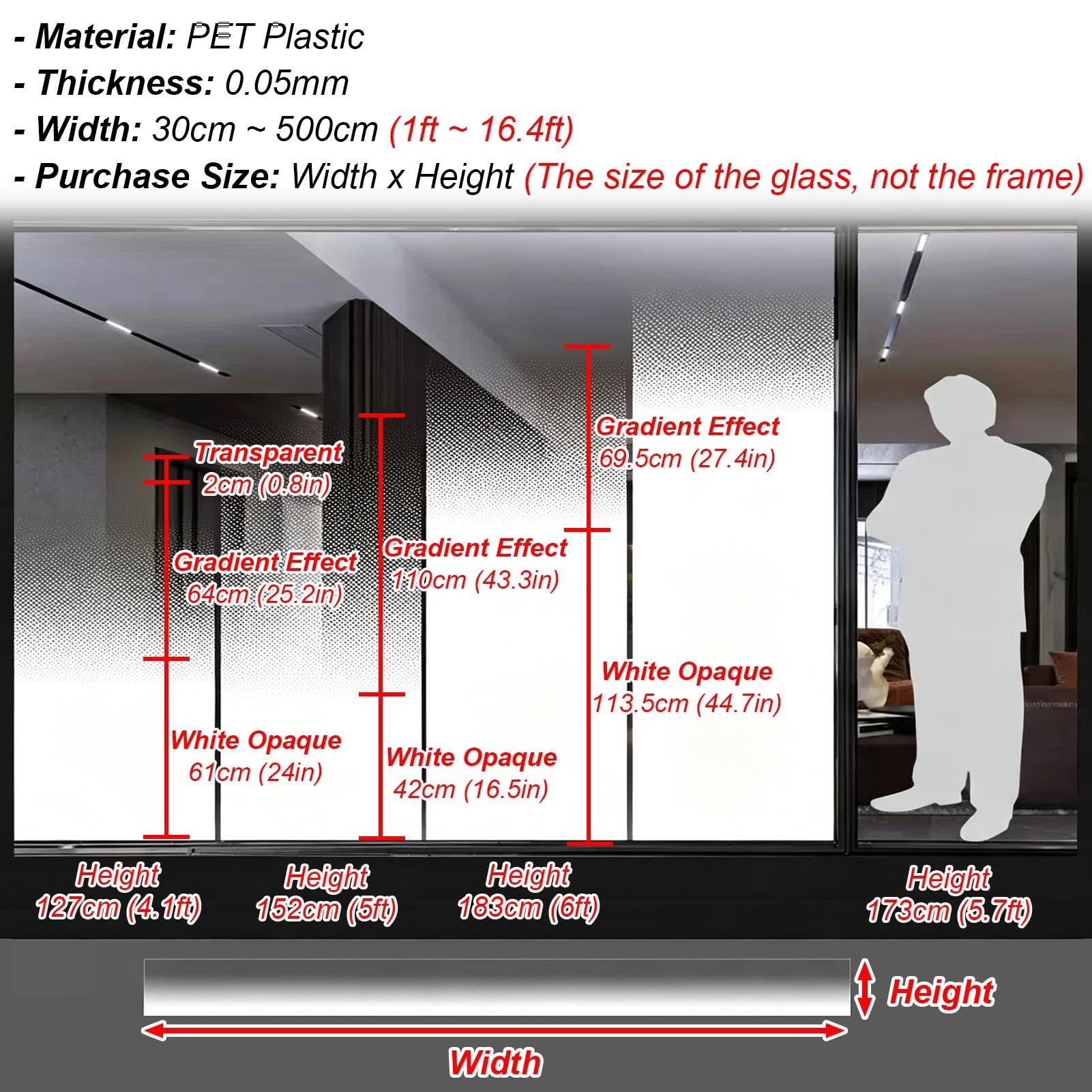 Vinilo Ventana Privacidad Lámina Decorativa Semitransparente para Ventanas | Pegatinas de Vidrio con Degradado de Puntos Blancos, Lámina Translúcida Esmerilada para Ventanas, Vinilo Decorativo Degradado
