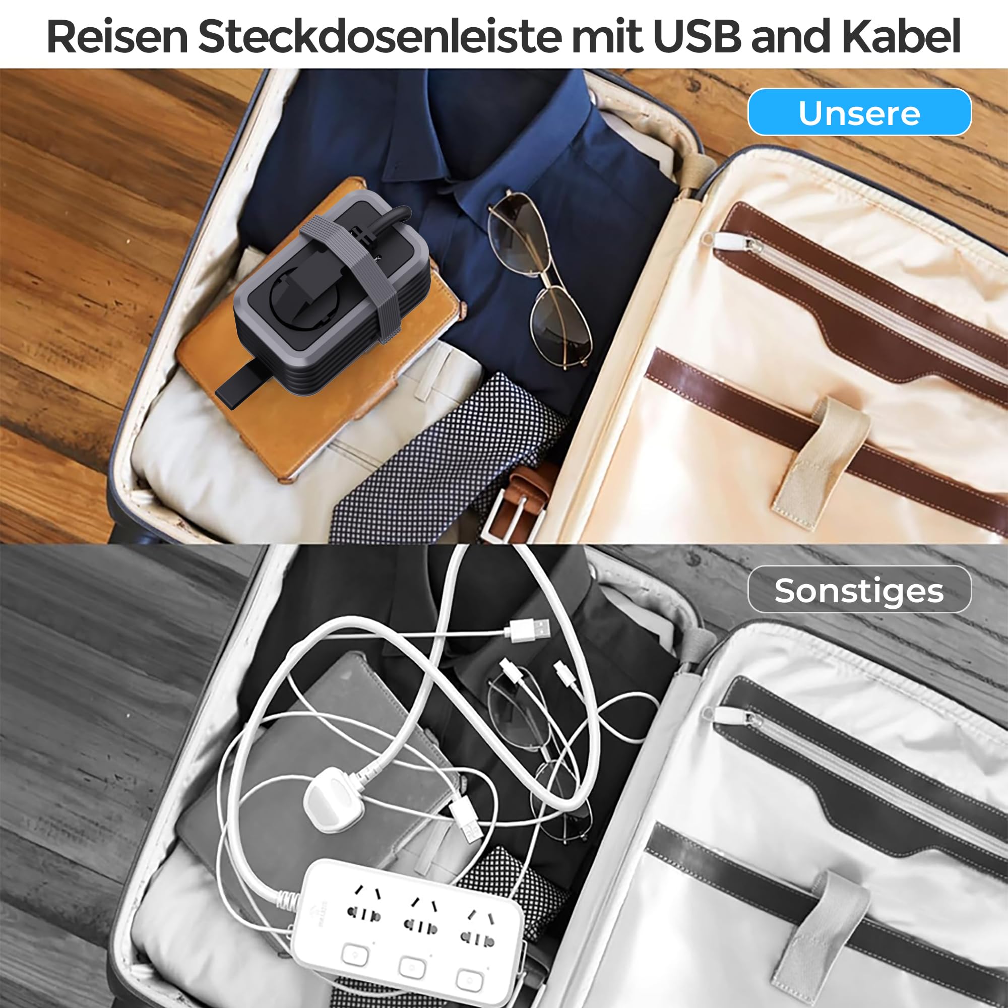 PD20W listwa zasilająca 4 w 1 z wtyczką USB i typu C, 3680 W, 16 A, adapter z wieloma gniazdami i kablem do transmisji danych, do iPada, iPhone'a, tabletów, szara