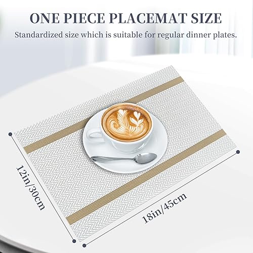 Miniatura 2 de Juego de 8 manteles individuales, resistentes al calor, antideslizantes, para mesa de comedor, lavables, duraderos, de vinilo de PVC, tejido (color
