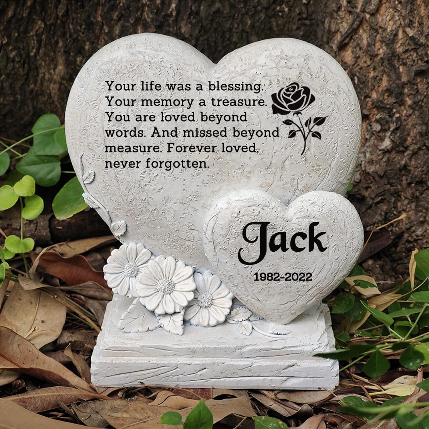 Placa conmemorativa de doble corazón JvFbjLF Style A con acabado personalizado elegante