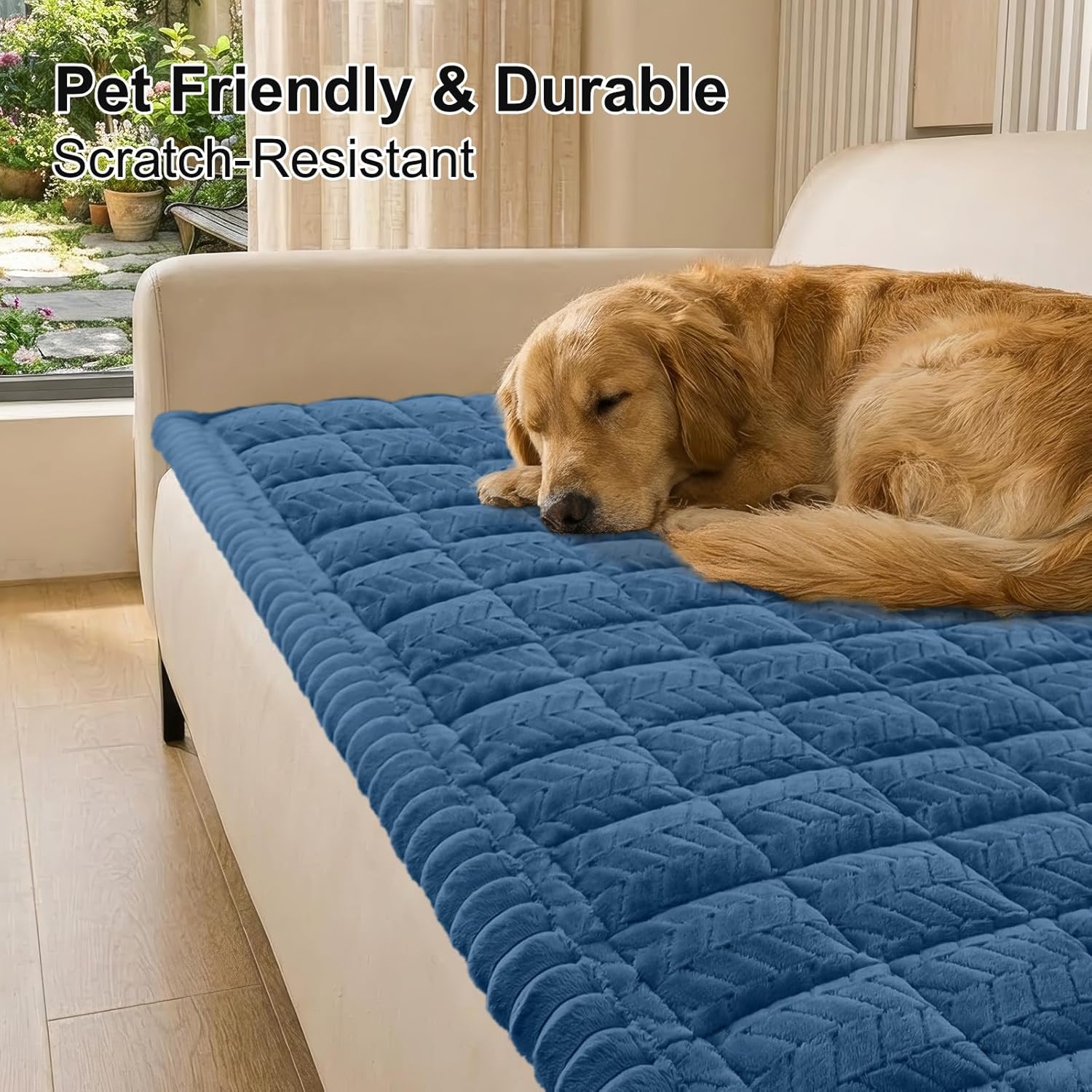 smiry non slip couch covers for dogs, fuzzy pet couch covers for 2-3 cushion sofa pet friendly, soft sofa slipcovers cushion furniture protector washable (navy blue, 27.6" x 59") navy blue 27.6" x 59"