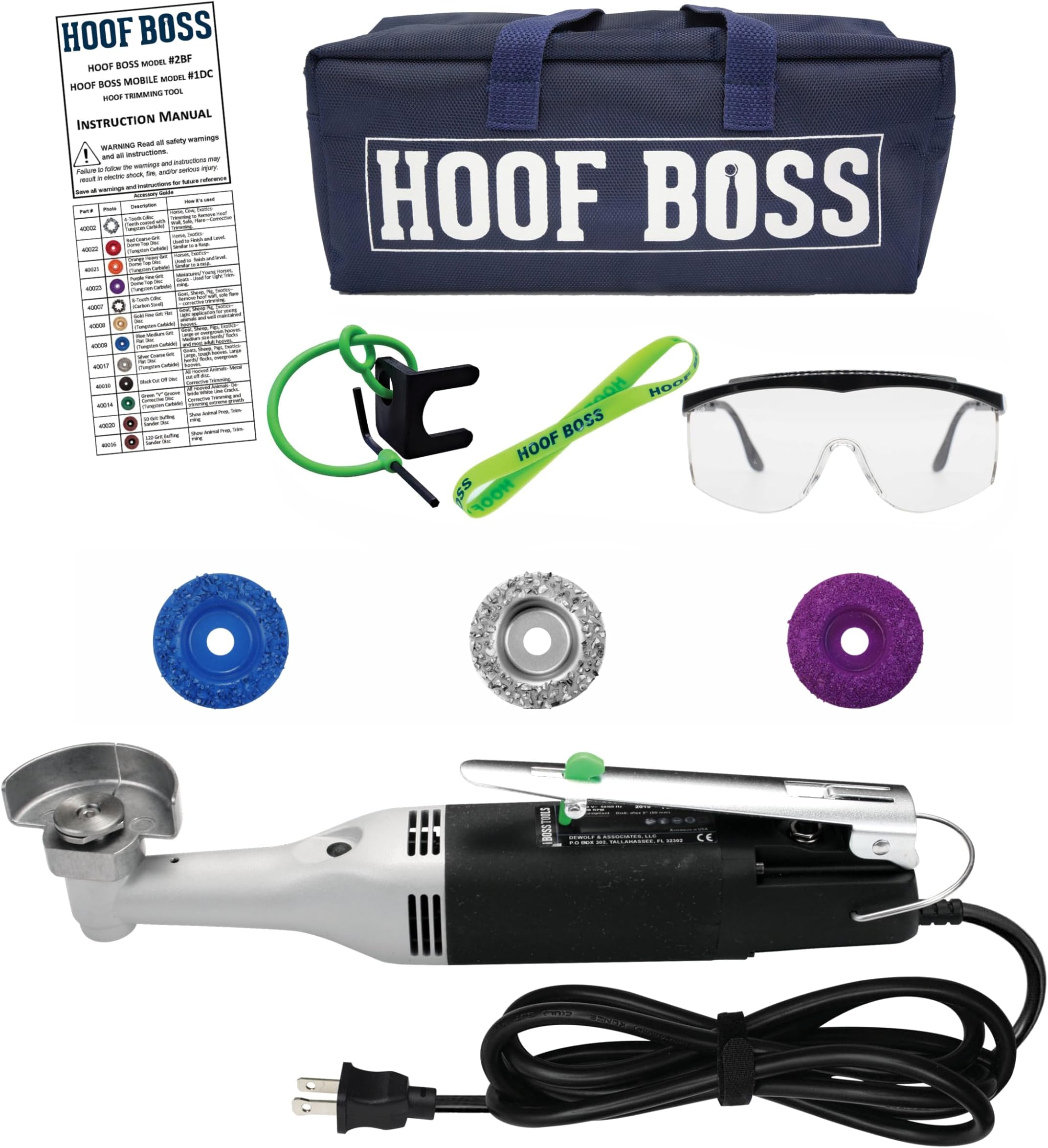 Hoof Boss - Goat Hoof Trimmers Basic Electric Set 110v - Goat Hooves Trimmer Tool Kit - Grinder Discs and Accessories Included