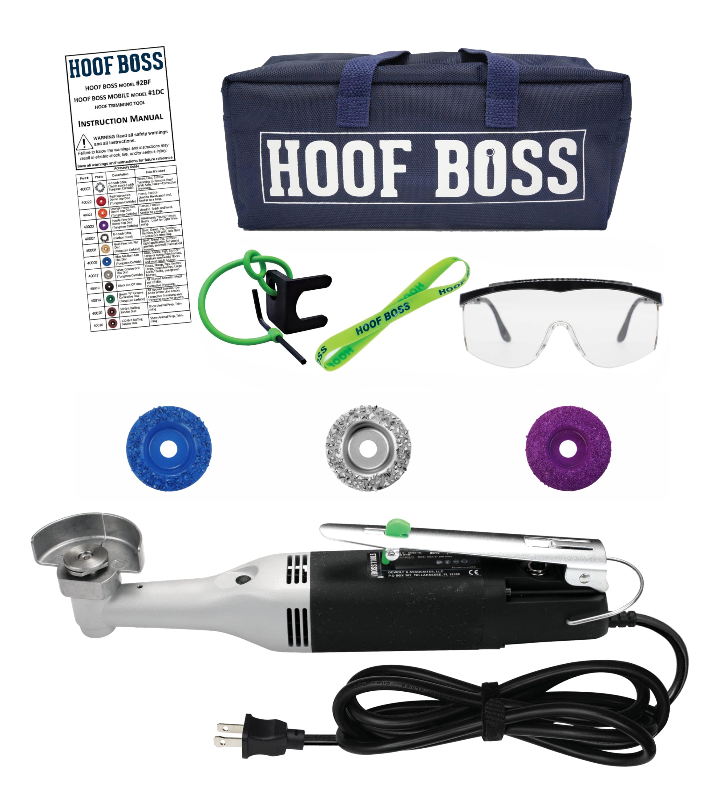 Hoof Boss - Goat Hoof Trimmers Basic Electric Set 110v - Goat Hooves Trimmer Tool Kit - Grinder Discs and Accessories Included