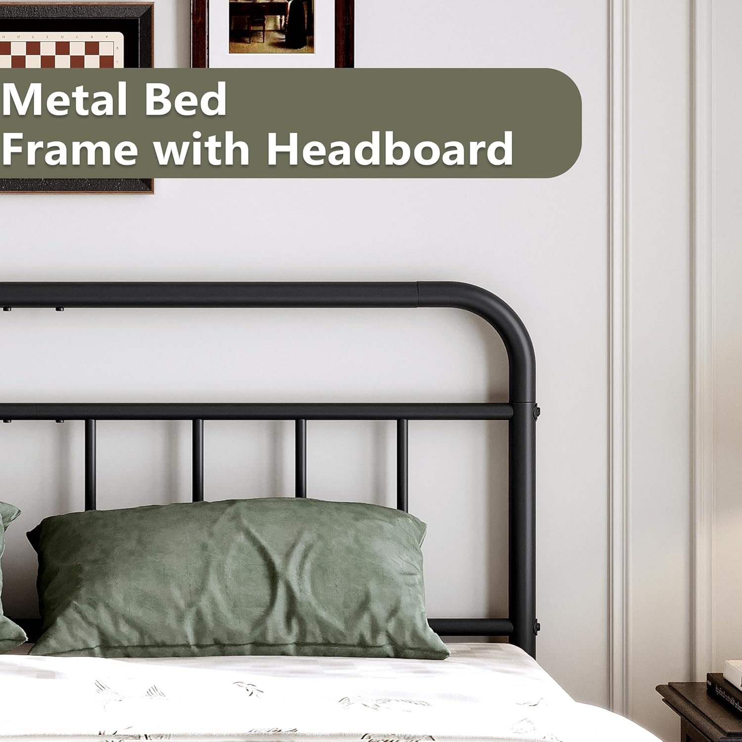 14Inch Metal Bed Frame,Full Size Bed Frame with Storage Space,Heavy Duty Sturdy Mattress Foundation,Easy Assembly,No Box Spring Needed,Full