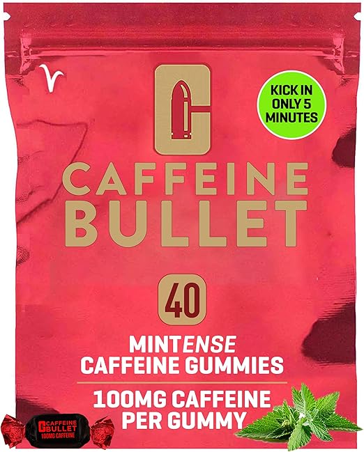 Caffeine Bullet 40 Mint Caffeine Gummies for Adults = 4000mg Caffeine