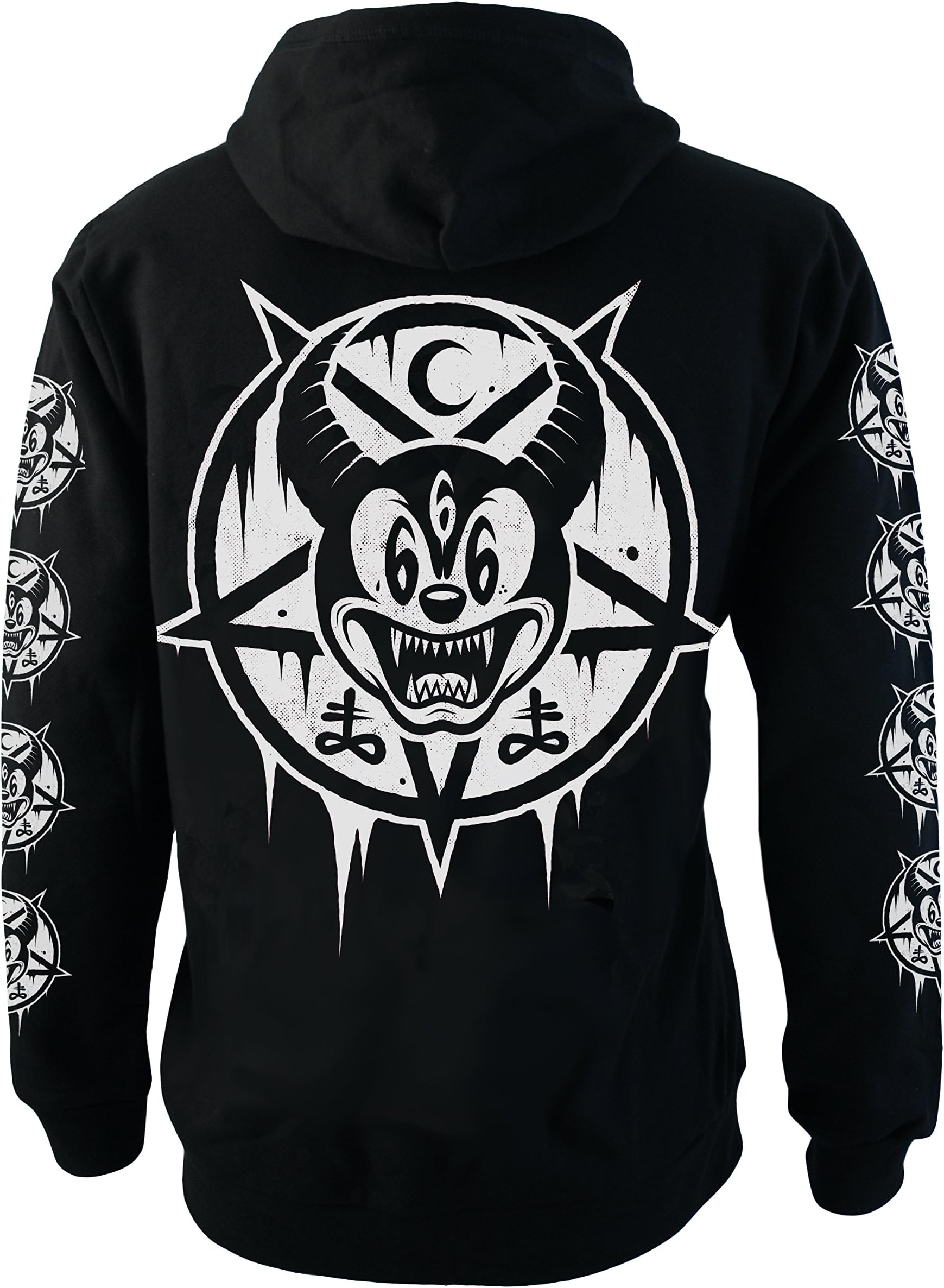 Mickey 666 Genuine Darkside Alternative Nu Goth Disney Fleece Zip Up Sweater Hoodie