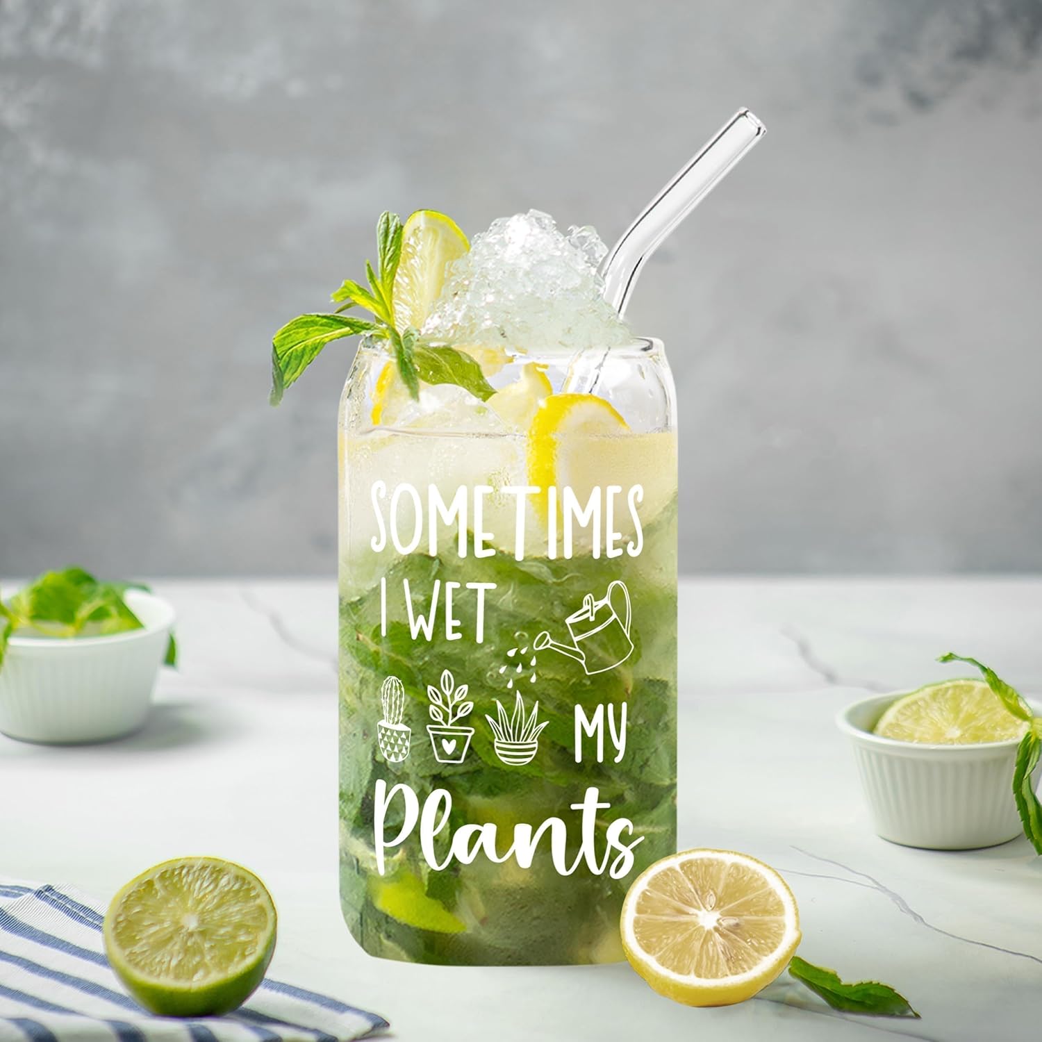 SteadStyle Plant Lover Gifts for Women, Garden Present for Plans Lovers - Glass Drink Cup with Bamboo Lid & Straw (16oz), Unique Plant Lady Gifts for Gardeners Birthday Graduation Christmas - Image 6