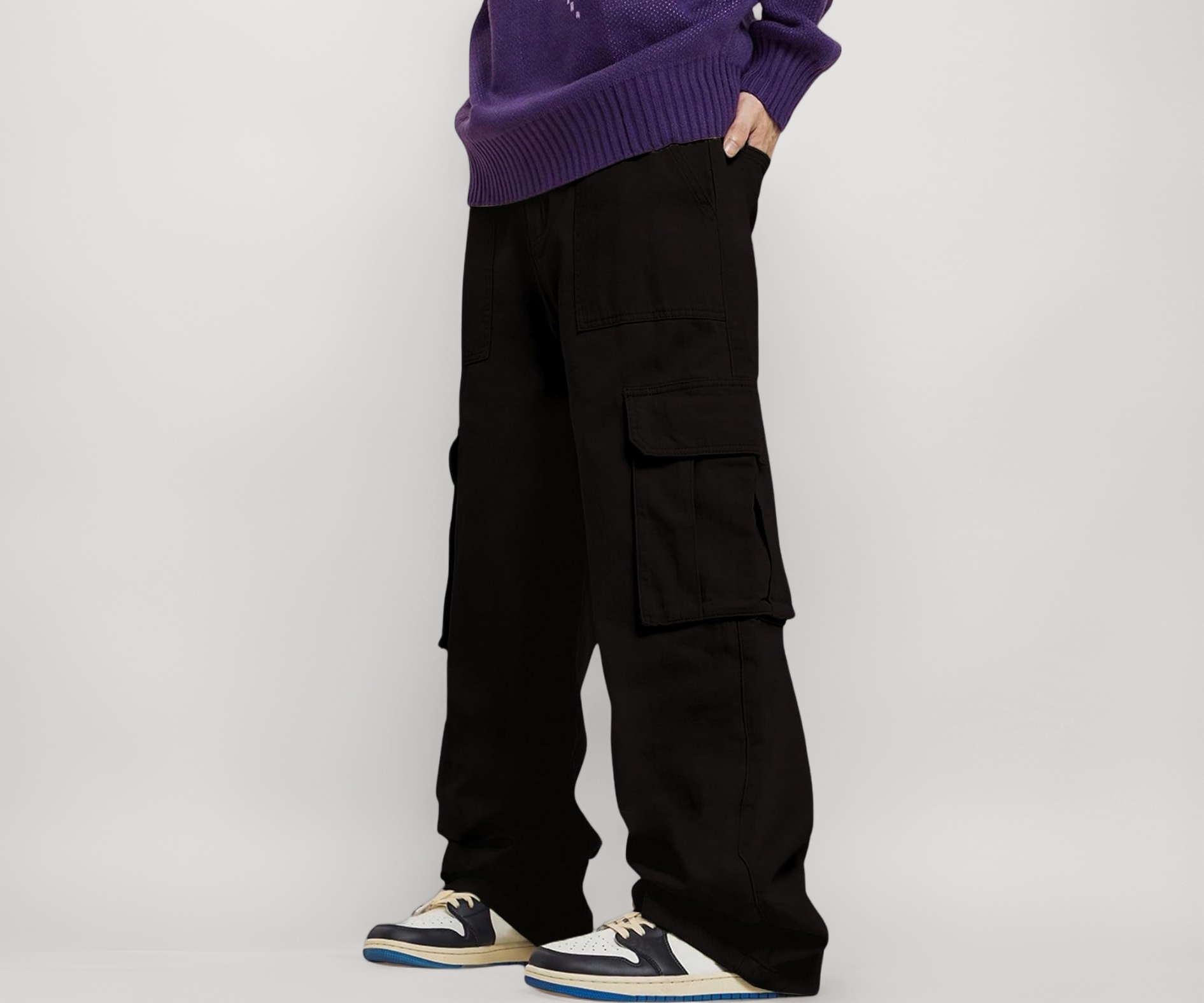 GRECIILOOKS Men's Cargo Pants - 6 Pocket Cotton Joggers