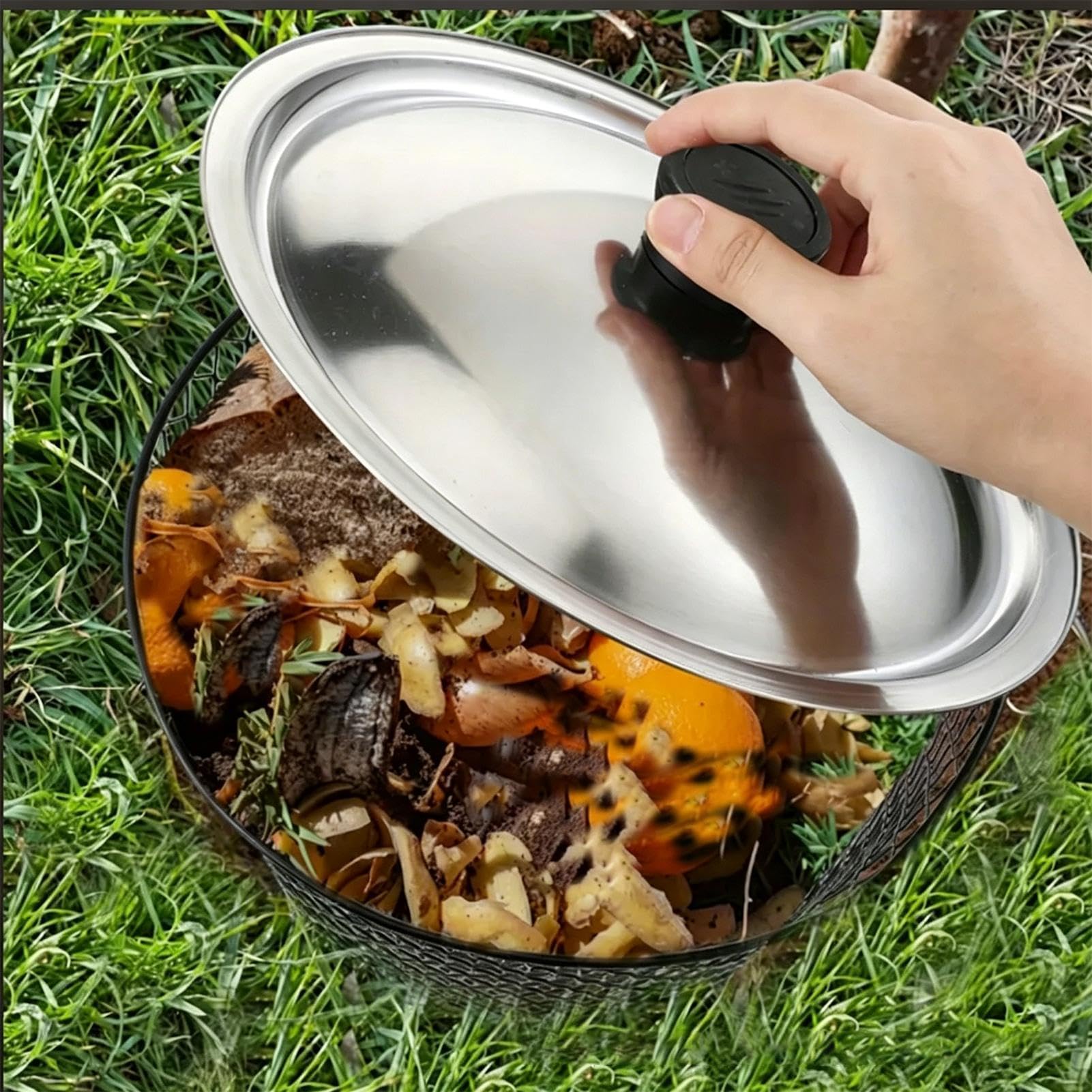 Compostador Subterráneo 2 Piezas Productor Fundición Malla Metálica | Cesta Lombricompostaje Con Tapa Para Residuos Jardín Agricultura Urbana Jardinería Y Restos Cocina Fertilizante Vegetal