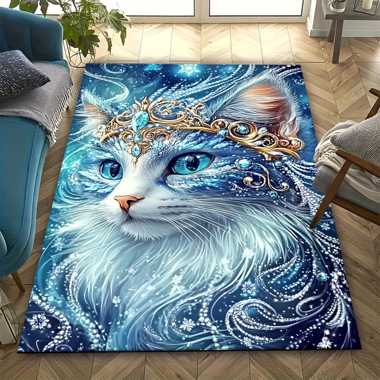 Tapis antidérapant chat 3D 140x200 cm fini les glissades au salon