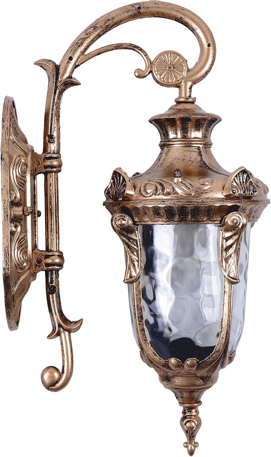 Antique Outdoor Wall Patio Light, 60W 110V Hammered Texture Glass Exterior Wall Lantern for Front Porch Patio Garage Weather Resistant Antique Not Included E26 Bulbs&Switch (Bronze, 16.9" H)