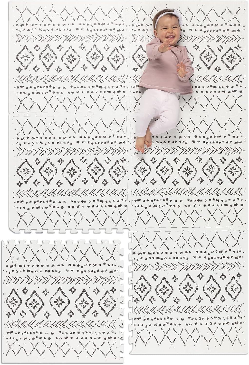 Lillefolk Puzzle Piece Baby Foam Play Mat Floor Tiles for Kids Babies & Toddlers for Tummy Time Non Toxic 6x4ft Boho