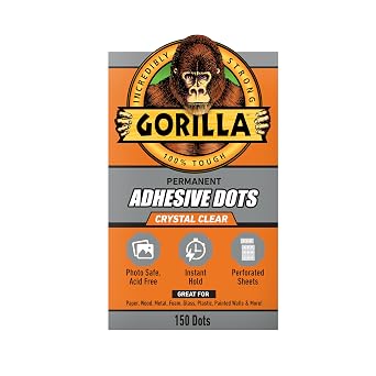 Gorilla Permanent Adhesive Dots, Double-Sided, Clear, 0.5" Diameter, 150 Pieces Pack of 1 - No Mess, Photo Safe