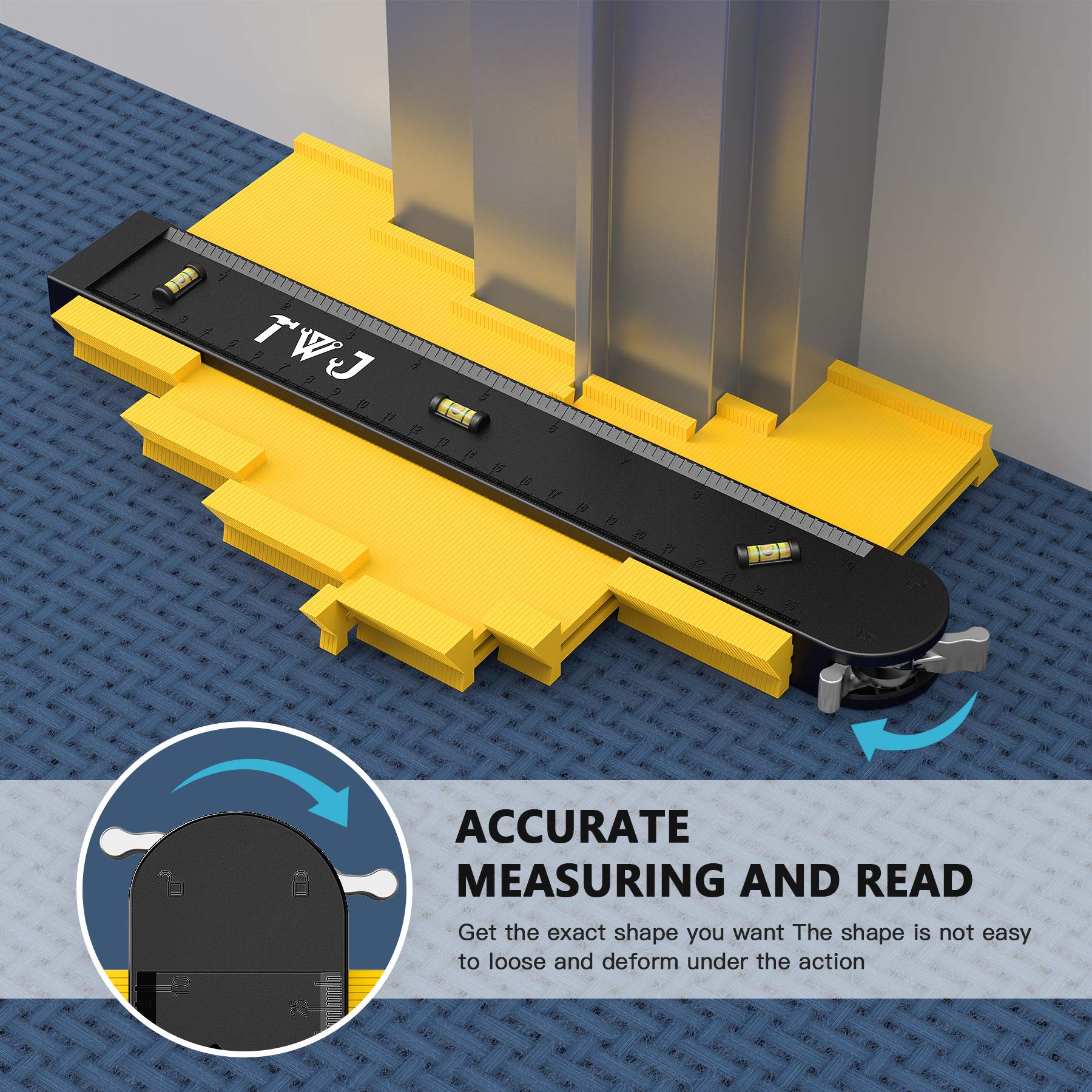 Lock Contour Gauge with Torpedo Level, TWJ 5&10 inch Contour Gauge