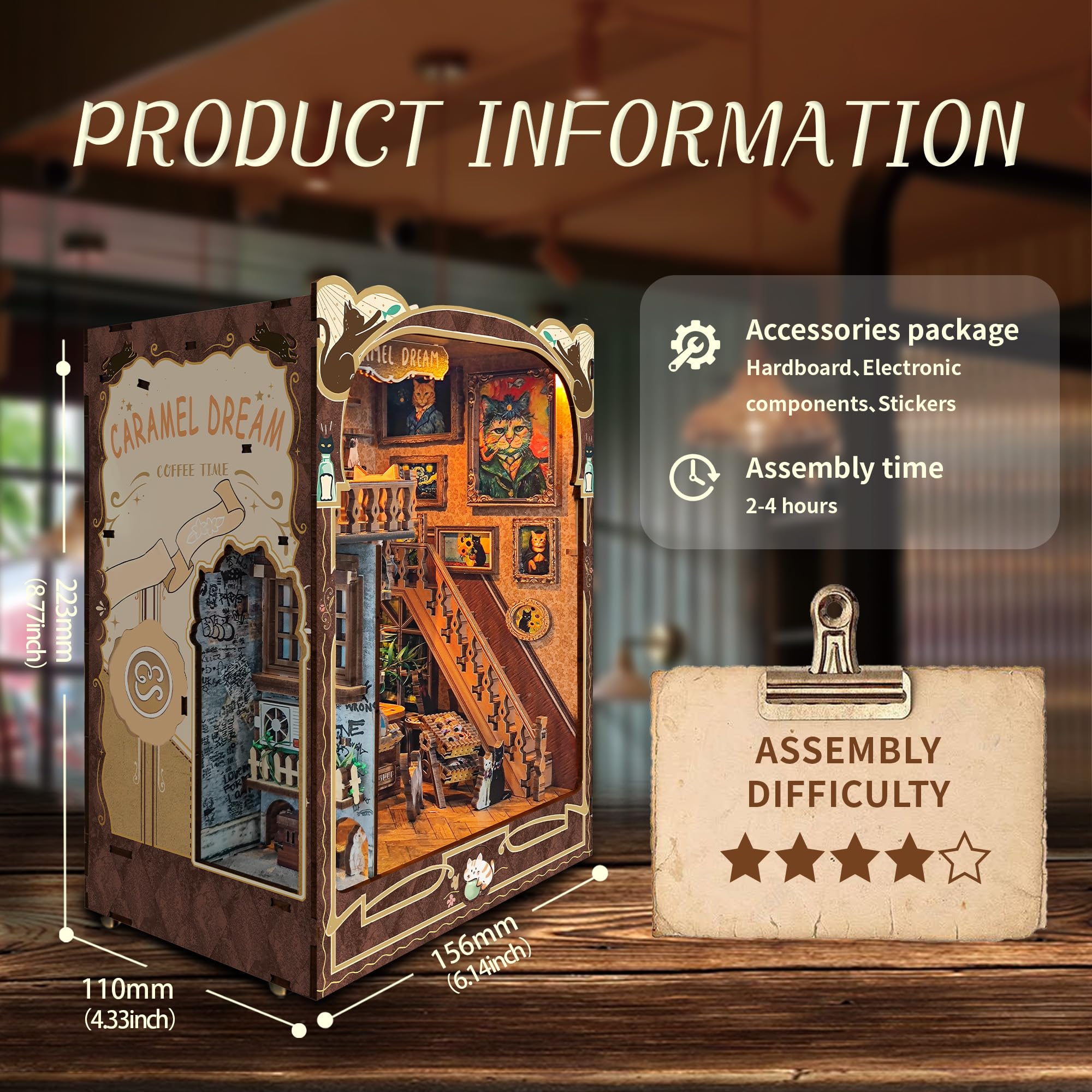 Kit Book Nook DIY per Adulti: LUMYCE Casa in Miniatura con Luci LED da Montare, Modellismo 3D Creativo per Decorare Librerie - Regalo Originale per Appassionati di Fai da Te