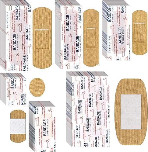 Vendajes surtidos, vendas adhesivas de tela flexible, vendas adhesivas pequeñas para heridas, vendas de tela redonda para ayudar (300)
