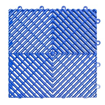 GlobalNiche RaceDeck Free-Flow Open Rib Design, Durable Interlocking Modular Garage Flooring Tile (24 Pack), Bright Blue
