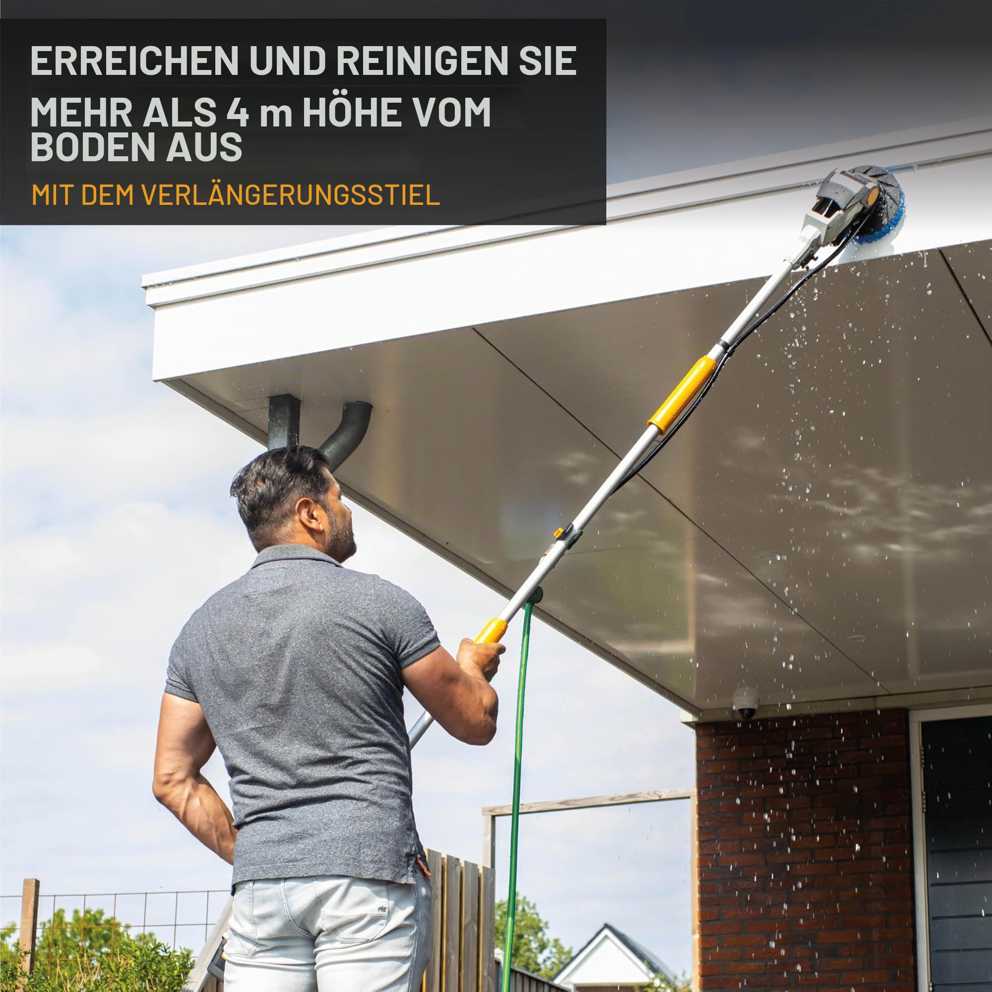 18V Twin Brush - Brushless Akku-Reinigungsbürste - Inkl. 4,0-Ah-Akku und Schnellladegerät + 3 Bürsten und Verlängerungsgriff