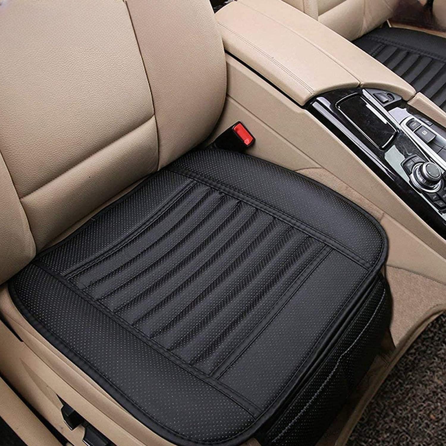 Big Ant Car Seat Cushion, 1PC Breathable Car Interior Seat Cover Cushion Pad Mat for Auto Supplies Office Chair with PU Leather(Black)