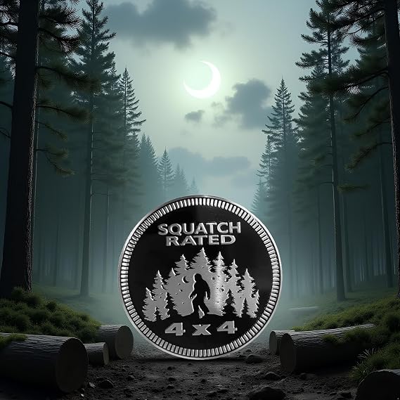 Squatch Badge Rated Car Emblem, 4 x 4 Metal Automotive Bigfoot Badge 3D Metal Car Emblems Badge Decals Stickers Compatible for Jeep Wrangler Vehicles Trucks SUV，Round Automotive Decal