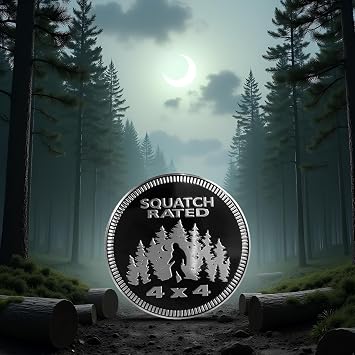 Squatch Badge Rated Car Emblem, 4 x 4 Metal Automotive Bigfoot Badge 3D Metal Car Emblems Badge Decals Stickers Compatible for Jeep Wrangler Vehicles Trucks SUV,Round Automotive Decal