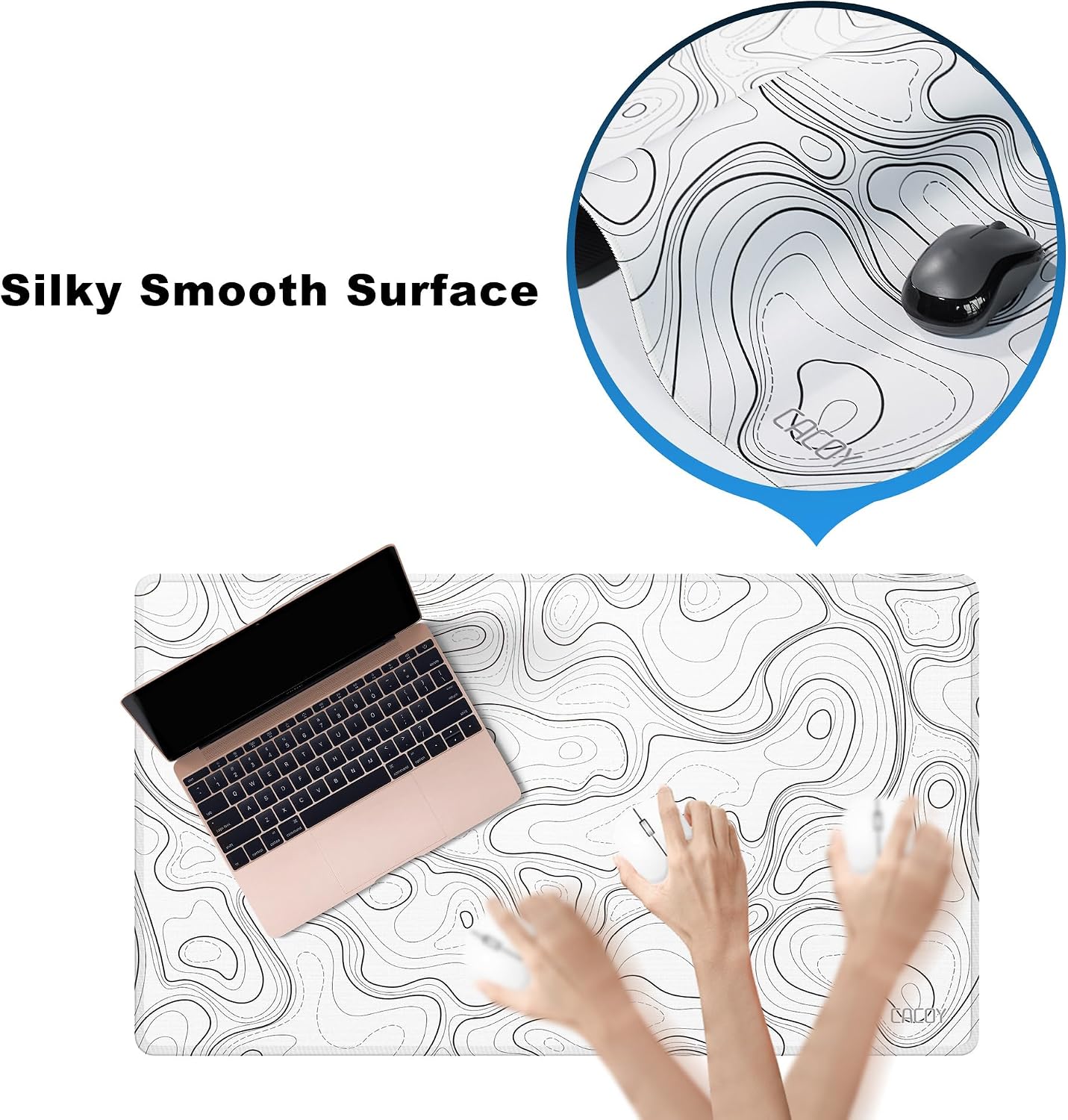 Cacoy 36"x20" Topographic Gaming Mouse Pad XXL, Extended Computer Desk Mat image 5