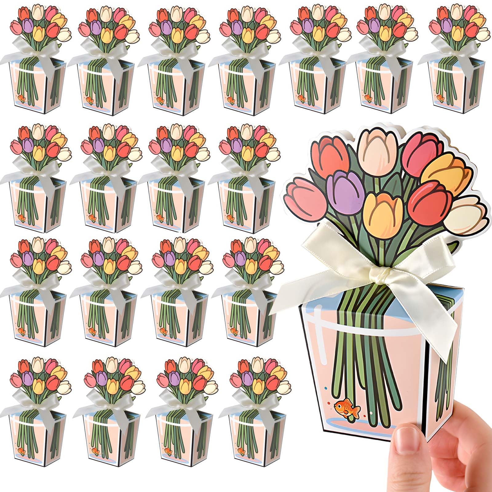 Mini sacs cadeaux 3D avec ruban pour biscuits de la fête des mères - 8