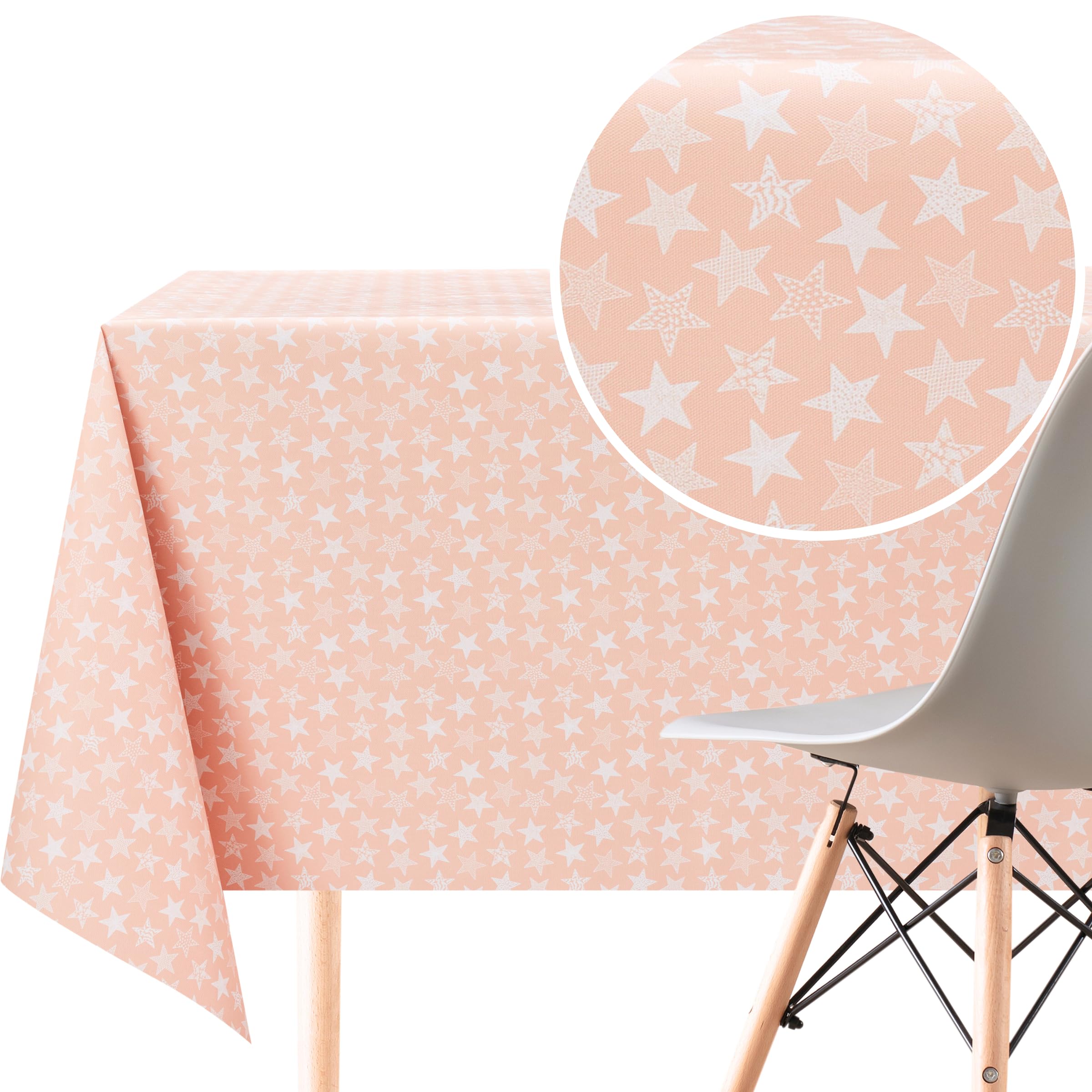 KP HOME Wipe Clean Tablecloth Rectangular 78.7x55.1 In (200x140cm), PVC Wipeable Pink Plastic Table Cloth for Outdoor