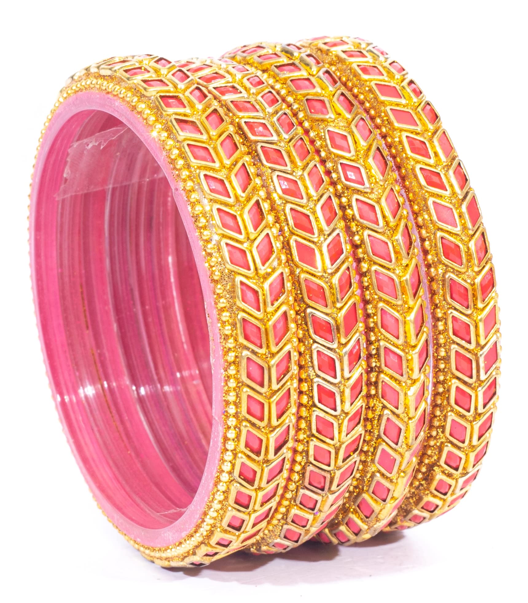 Swara Creations Glass Bangles/kanch ki chudi | Diamond Cutting/Kundanwork design | Pink Color for Women & Girls (Size-2.8)(SKU168) (B0DCYWGYMN) Amazon Price History, Amazon Price Tracker