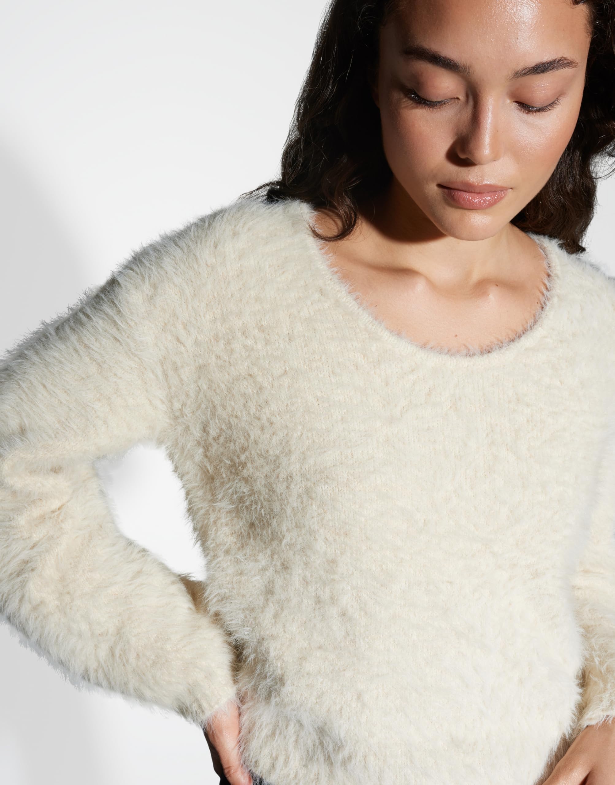 OPUS Damen Pullover | PLARI Regular Strickpullover aus weichem Effektgarn