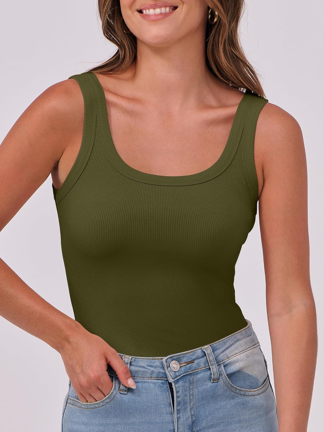 ANRABESS Womens Sleeveless Scoop Neck Tank Top Ribbed Fitted Summer Basic Slim Cute Tops 2026 - Image 3