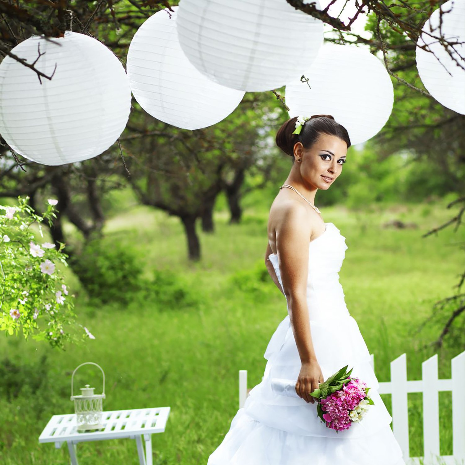LED verlichte lampion kopen - witte lampion 35 cm