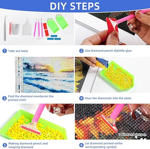 Miniatura 6 de DKHDBD Kits de pintura de diamantes para adultos, 12 x 16 pulgadas, pintura por números para adultos principiantes, pintura de puntos de diamante de