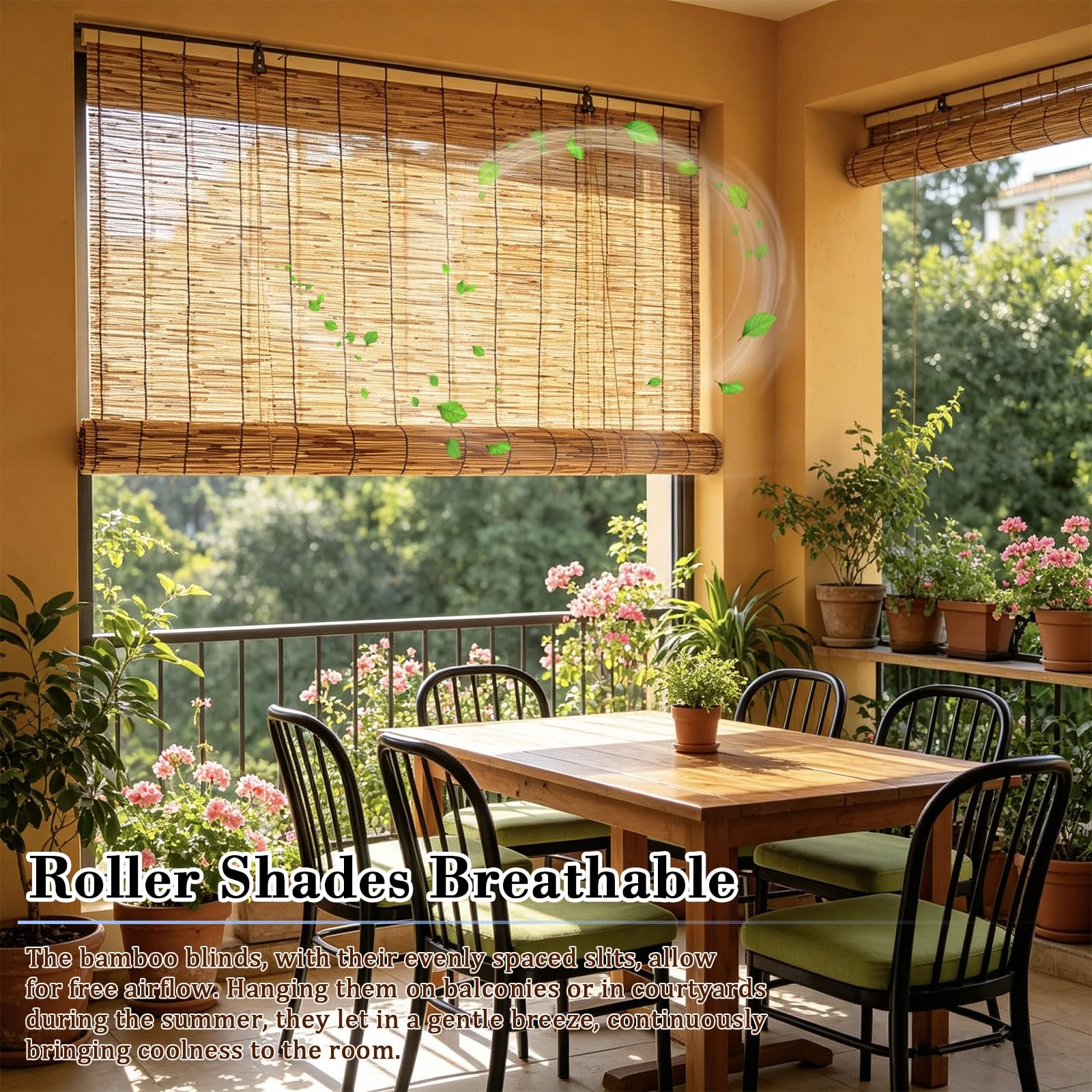 Stores Enrouleurs en Bambou Occultant pour Tonnelle Terrasse, Store Bateau Respirant et Imperméable, avec Levage Occultant Volets Roulants 30, 90, 120, 150cm Largeurs(L90xH140cm)
