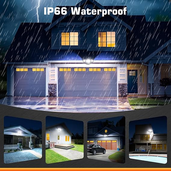 MEIKEE 42W Security Lights Outdoor Motion Sensor 3600LM PIR Floodlights | 6500K Daylight White,4 Modes,Timing with Remote Control,IP66 Waterproof,180° Adjustable,for Garden,Garage,Doorways [Energy Class F]