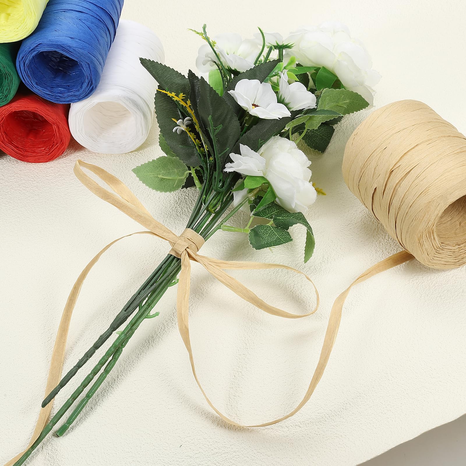 PATIKIL Raffia Ribbon 109 Yard 1 Roll Natural Packing Paper Twine String for Crochet Box Wrapping Craft Holiday Decor Multicolor - Image 4