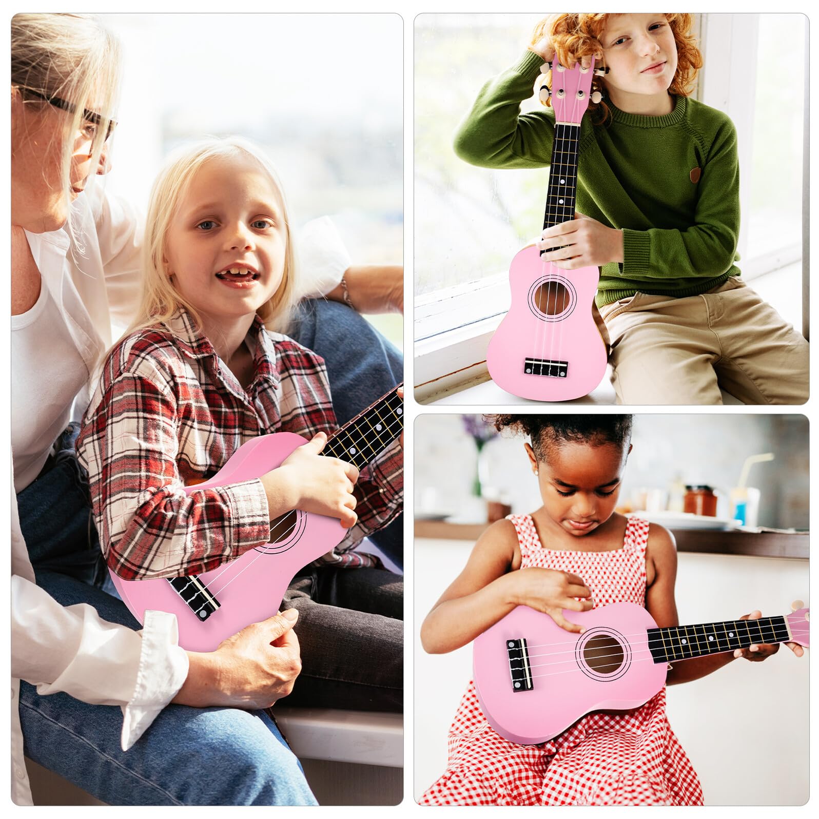 Ukelele Soprano Cuerdas de Repuesto con Bolsa de Almacenamiento de 21 Pulgadas Diseño Ligero de Madera de Basswood Fácil de Tocar para Niños y Adultos