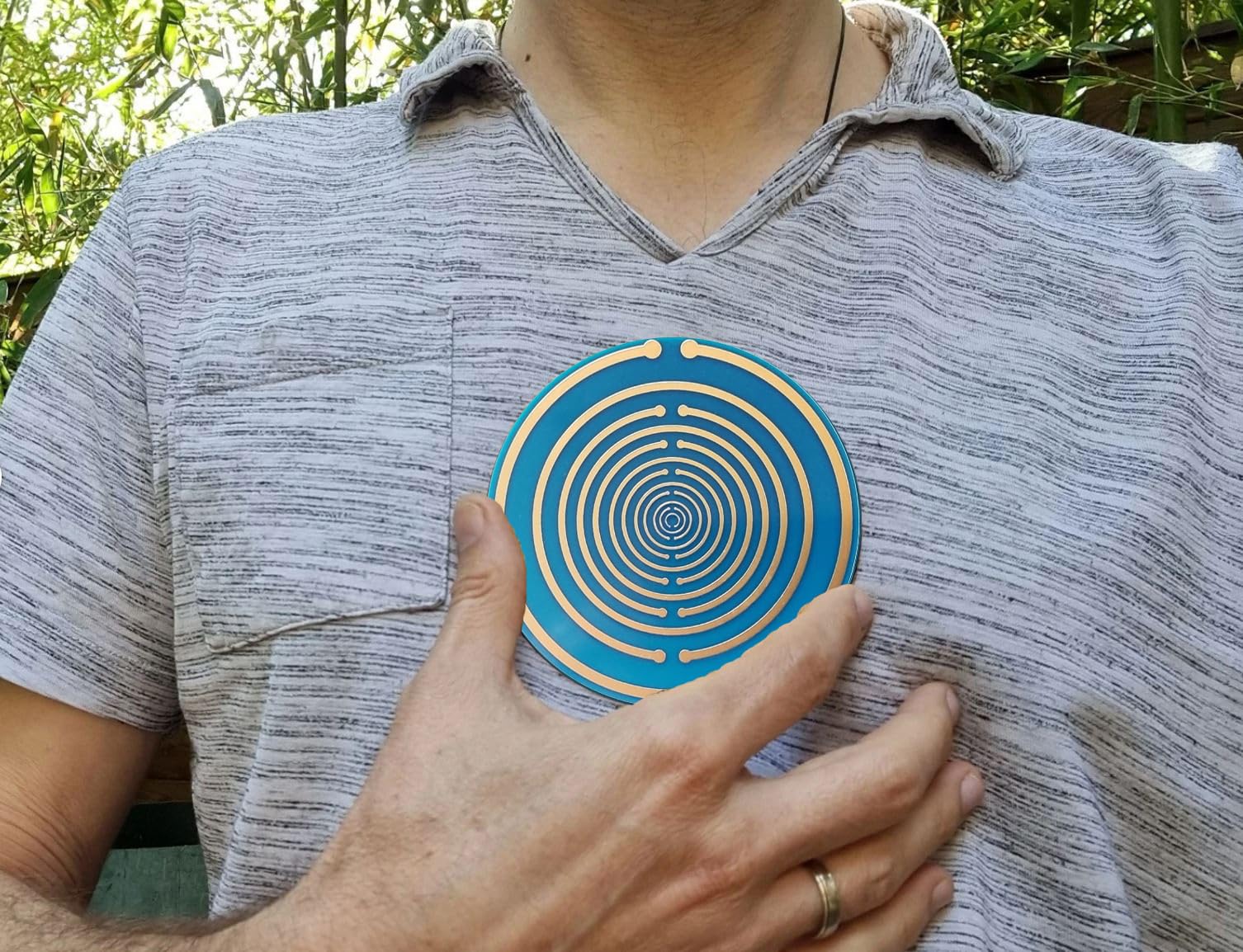 Disque Lakhovsky H9 & Spirale Double, Disque 10 cm antenne MWO Tesla, émetteur ondes scalaires plaqué or - augmentation champ vital - héliquantix
