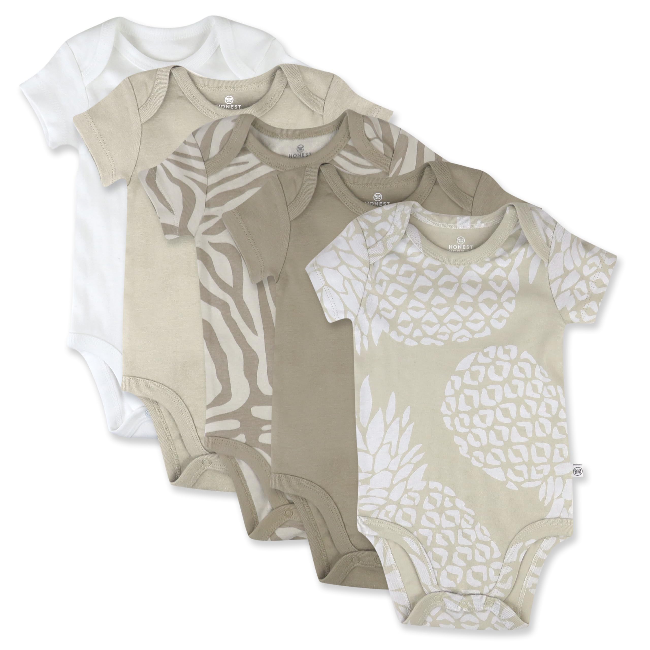 HonestBaby Pack de 5 bodis de manga corta de una pieza 100% algodón orgánico para bebés y niños unisex