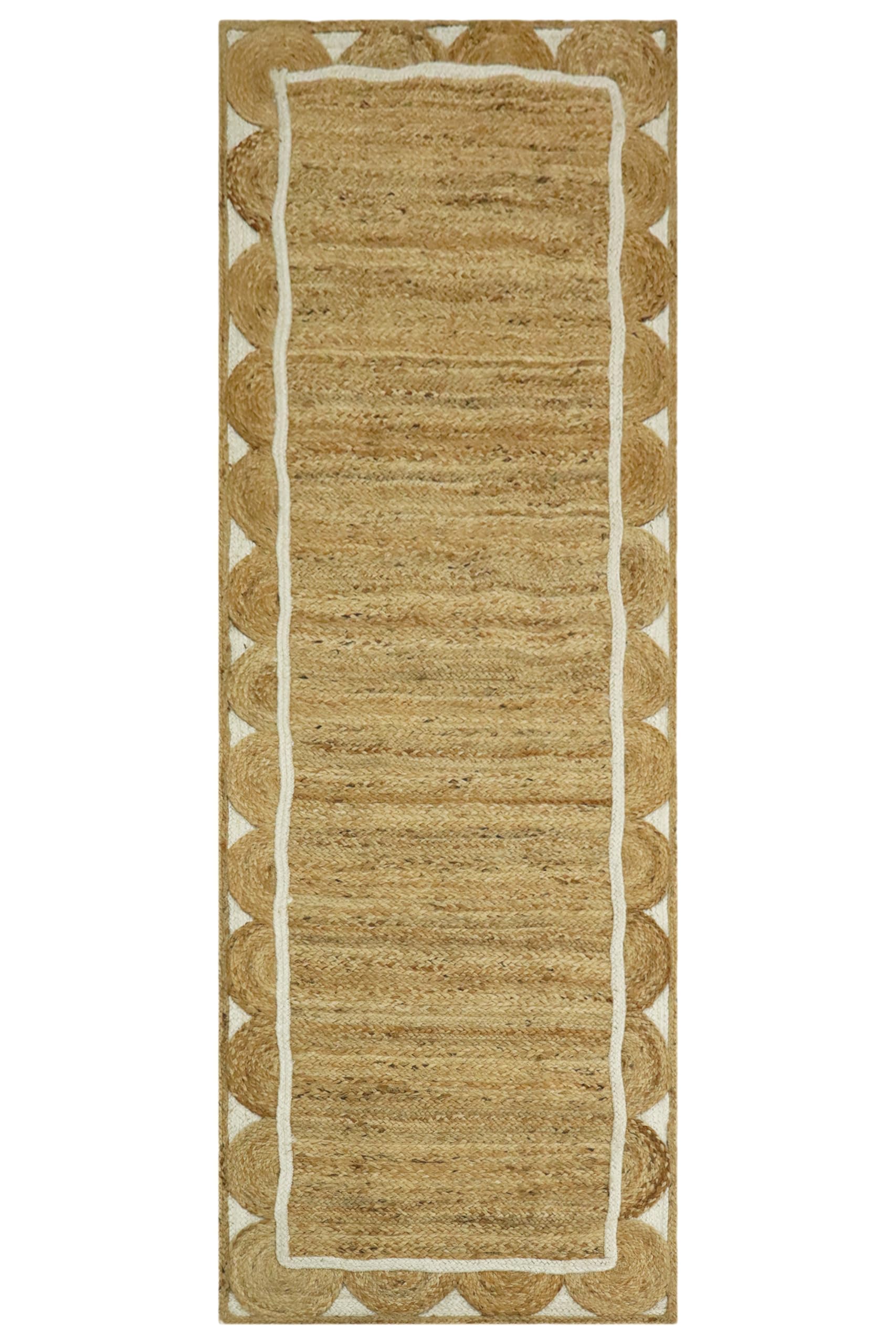 Tapis de couloir tressé en jute beige - Tapis tissé à plat cuisine