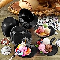 Vista 6 de MEEZY Juego de 16 cuencos de helado con diseño de casco de béisbol con 8 mini tazas de postre y 8 cucharas, 8 onzas. Cuencos reutilizables